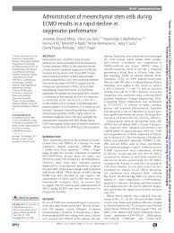 Administration of mesenchymal stem cells during ECMO results in a rapid  decline in oxygenator performance