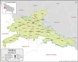 Agra District Map, Uttar Pradesh, India