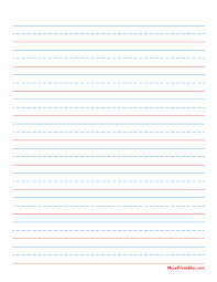 Different spaced lines for different ages; Printable Blue And Red Handwriting Paper 5 8 Inch Portrait For Letter Paper