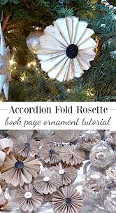 Book Page Ornament Tutorial Accordion Fold Rosette Paper Flowers Diy Easy Ornament Tutorial Book Page Flowers