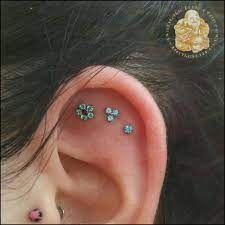 Neometal Mint Green Flower Trinity Prong Set Gem Triple Flat Piercings Anodized Fuchsia Flower Earrings Studs Stud Earrings Unique Small Gold Hoop Earrings