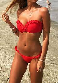 ✓livraison gratuite en france métropolitaine 10% de remise sur votre première commande. Maillot De Bain Bandeau A Volantee 2 Pieces Mode Femme Bikini Rouge Promotions