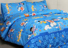 Untuk sprei ukuran single (120 dan 100 ) sudah termasuk 1 sarung bantal dan 1 sarung guling Bed Cover Doraemon Grosir Sprei Murah Jakarta