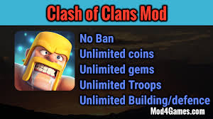 Clash of clans para android, descargar gratis. Clash Of Clans Unlimited Mod Hack Apk No Ban Mod4games Com