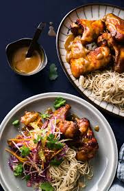 Sticky Miso Chicken Wings With Noodles And Slaw Recipe Food Healthy Snacks Recipes Recipes