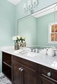 Maybe you would like to learn more about one of these? Brown Bath Vanity Cabinets With Blue Walls Transitional Bathroom