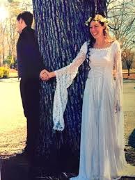 Back corset style lacing allows for a little Medieval Wedding Dress Renaissance Gown Elvish Wedding Etsy