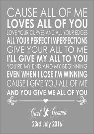 John Legend All Of Me Lyrics Word Anniversary Song Personalised Canvas Gift Me Too Lyrics Anniversary Songs Personalized Canvas Gifts