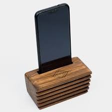 Personalized Passive Wooden Speaker Smartphone Desk Station Wood Amplifier For Iphone And Android In 2020 Wooden Speakers Cell Phone Stand Phone Stand