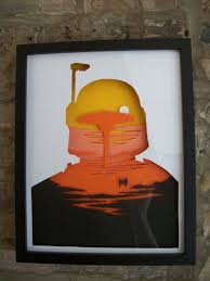 Star Wars Framed 3 D Paper Collage Boba Fett Etsy 3d Paper Art Star Wars Stencil Star Wars Wall Art