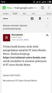 Kamu bisa baca lebih banyak artikel lagi di tugas karyawan untuk meningkatkan peluangmu berpenghasilan di zaman sekarang. Cara Melamar Kerja Pt Astra Honda Motor Ahm Lewat Website Tahun 2018 Dari Lulusan Sma Sampai Sarjana Random Email Loker