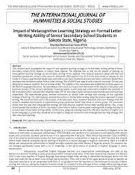 Dear sir, ways by which the quality of education could be improved in nigeria. Pdf Impact Of Metacognitive Learning Strategy On Formal Letter Writing Ability Of Senior Secondary School Students In Sokoto State Nigeria