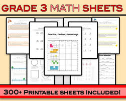 third grade math worksheets 300 sheets grade 3 math etsy