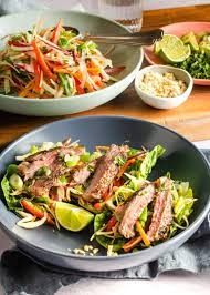 Heat up a large nonstick skillet over medium high. Easy Beef Salad With Asian Slaw Lost In Food