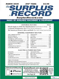 Check spelling or type a new query. March 2020 Surplus Record Machinery Equipment Directory