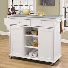 Krull Kitchen Cart With Stainless Steel Top Mobile Kitchen Island Acme Furniture Kitchen Tops