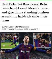 Messi S Hat Trick Vs Real Betis 4 1 2019 Messi Lionel Messi Baseball Cards