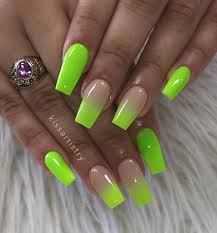 Mint green nails pink ombre nails blue nail mint blue hair and nails my nails cotton candy nails green nail designs gel nails at home. Bright Neon Lime Green Ombre Nails On We Heart It