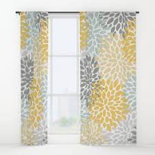 It produces a high contrast effect while preserving 'harmony.' such a composition looks vibrant even when you use pale and unsaturated colours. Floral Pattern Yellow Pale Aqua Blue And Gray Window Curtains Yellow Shower Curtains Curtains Grey Blackout Curtains