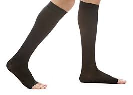 Evonation Womens Usa Made Open Toe Sheer Graduated Compression Socks 1520 Mmhg Moderate Pressure Medica Support Stockings Compression Garment Compression Socks