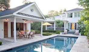 Custom Pool House With In Ground Pool Pool Houses Small Pool Houses Pool House Designs