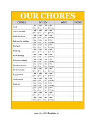 Yellow Family Chore Chart Libreoffice Templates