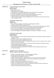 construction intern resume samples