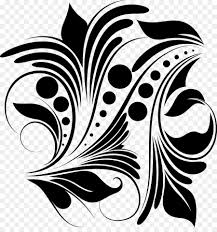 Hitam dan putih gambar cermin dekoratif bulat. Ornamen Desain Bunga Gambar Gambar Png