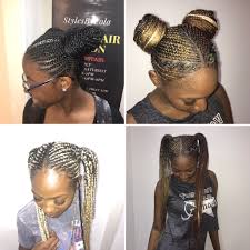 There are not many differences between this hairstyle and the previous one. Two Bun Ponytail Cornrow Afrosalonlondon Stylesbyfola Ponytail Braid Styles Braids For Long Hair Ponytail Styles