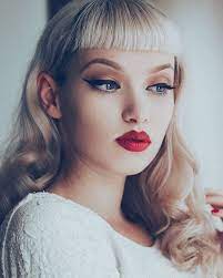 Betty Bangs Fringe Rockabilly Red Lips Retro Retro Makeup Miss Bo Vintage Hairstyles Rockabilly Hair Retro Hairstyles