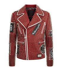 Philipp Plein Punk Is Plein Studded Leather Jacket Modesens Leather Jacket Style Studded Leather Jacket Leather Jacket
