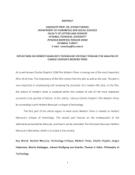 Check spelling or type a new query. Pdf Reflections On Herbert Marcuse S Technology Critique Through The Analysis Of Charlie Chaplin S Modern Times