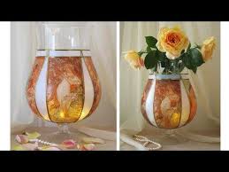 Glass repair using loctite glass glue. Decoupage Is Decorating Any Old Or New Item By Gluing Different Coloured And Patterned Paper Napkin Or Rice Papers Decoupage Glass Glass Vase Decor Glass Vase