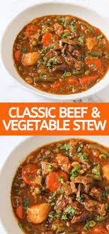 Classic Beef And Vegetable Stew Slow Cooked To Perfection Perfect For Those Cool Winter Nights Vegetable Stew Recipe Vegetable Stew Stew Recipes
