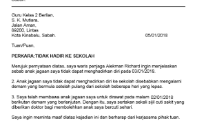 Contoh Surat Rasmi Cuti Sakit Sekolah Rendah Cute766