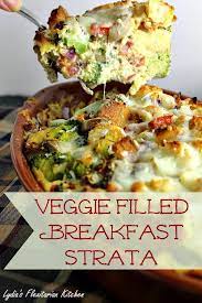Veggie Filled Breakfast Strata Recipe Strata Recipes Breakfast Breakfast Strata Strata Recipes