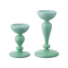 Candle holders modern table glass lot goblet dining centerpieces candlestick pillar crystals swiecznik home decor bi50ch. Green Milk Glass Pillar Candle Holders Theholidaybarn Com