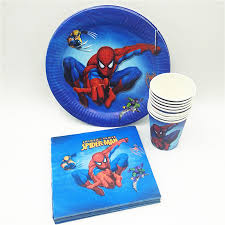40pc Set Spiderman Theme Cup Plate Napkin Party Supplies For Boysevent Party Decorations Superhero Disposable Party Tableware Aliexpress