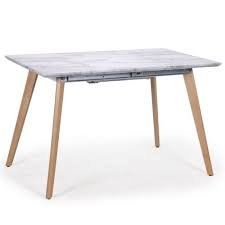 table extensible bois effet marbre blanc kim 120 160 cm lestendances fr table extensible bois table extensible table modulable
