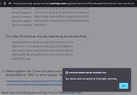 Regresamos a la pagina de desbloqueo de morola y pegamos esa linea alfanumérica obtenida en la casilla can my device be unlocked?, aceptamos los términos y . Moto X4 Payton Bootloader Unlock Failure 12 By Aibd Motorola E Community