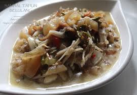 Sambal is a chili sauce or paste, typically made from a mixture of a variety of chili peppers with secondary ingredients such as shrimp paste, garlic, ginger, shallot, scallion, palm sugar, and lime juice. Amie S Little Kitchen Sambal Taun Tahun Belulang Kulit Lembu