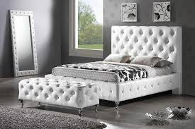 Tufted White Bed With Crystals Upholstered Platform Bed Modern Bed Platform Bed