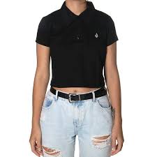 Camiseta Volcom Heather Polo Feminina Preto Rock City