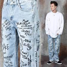 Bottoms Scribble Lettering Light Blue Jeans 492 For Only 53 00
