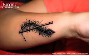 Beautiful Feather With Flute Peacock Feather Awesome Finishing Lines G Feather Tattoos Feather Tattoo Design Trendy Tattoos