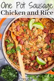 One Pot Sausage Chicken And Rice Recipe Sugar Spices Life Recipe Chicken Andouille Sausage Recipe Chicken Dinner Recipes Andouille