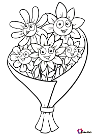 Smiling Flowers Easy Coloring Pages For Preschoolers Easy Coloring Pages Coloring Pages Cartoon Coloring Pages