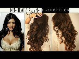 Kim Kardashian Big Curly No Heat Curls Waves Cute School Hairstyles For Medium Long Hair Tutorial Beauty Long Hair Styles Hair Styles Curls No Heat