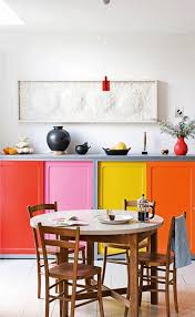 look! multi colored kitchen cabinets