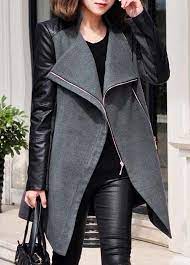Pu Patch Work Design Winter Coat In In 2021 Fashion Pea Coats Women Clothes